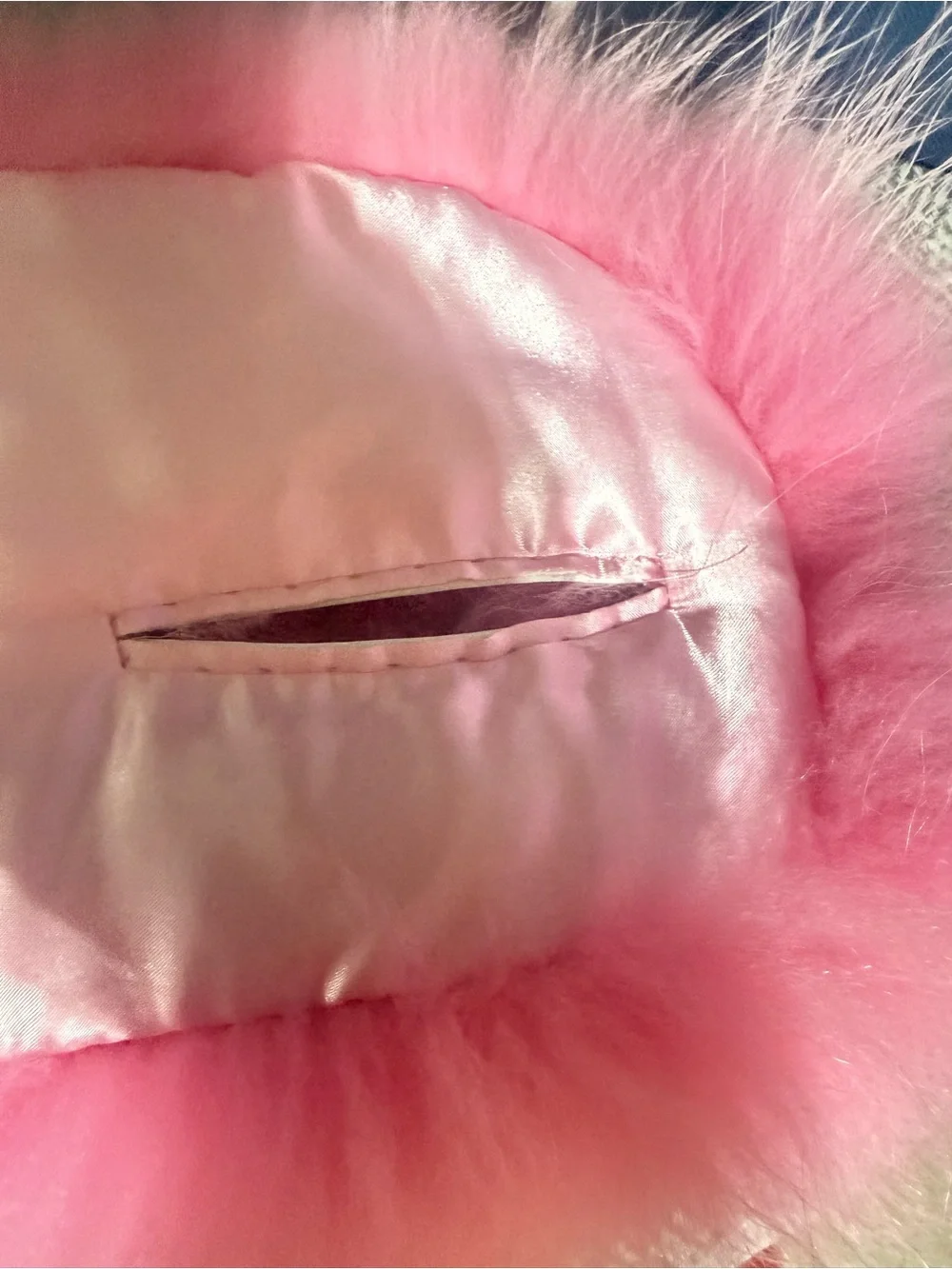 Charlotte Simone Popsicle Raccoon Fox Fur Scarf Pink White 48x9 Luxury Stole